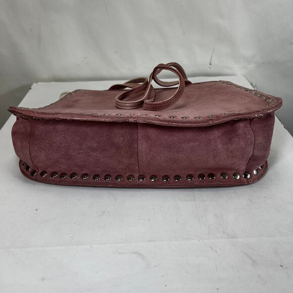 Western Studded Pink Suede Genuine Leather Shoulder Bag - Picture 5 of 13